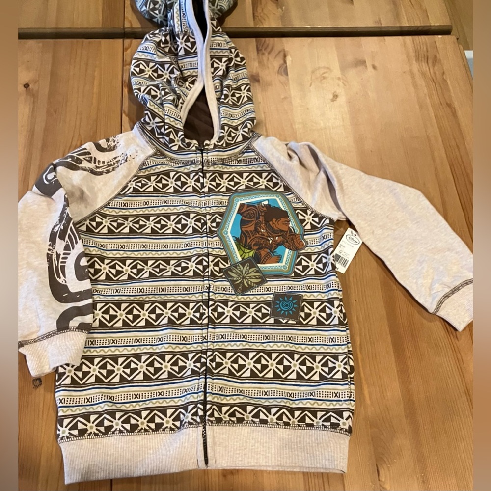 NWT Disney Collection Maui Zipper Hoodie Beige and Brown Size 5/6-also have a 4T
